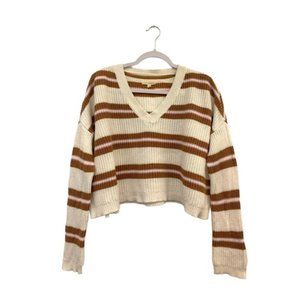 LA Hearts Striped V-neck Cropped Women’s Sweater, SZ X-small